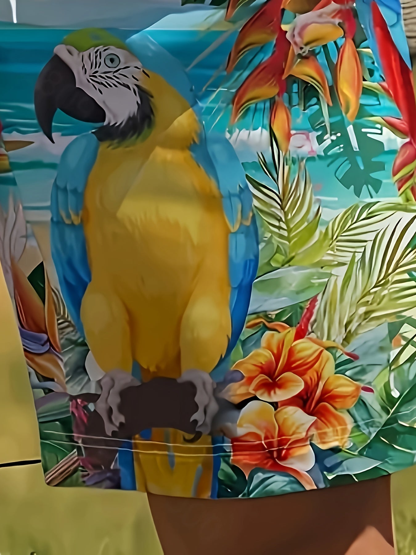 Short de plage homme élégant à imprimé perroquet - Design 3D