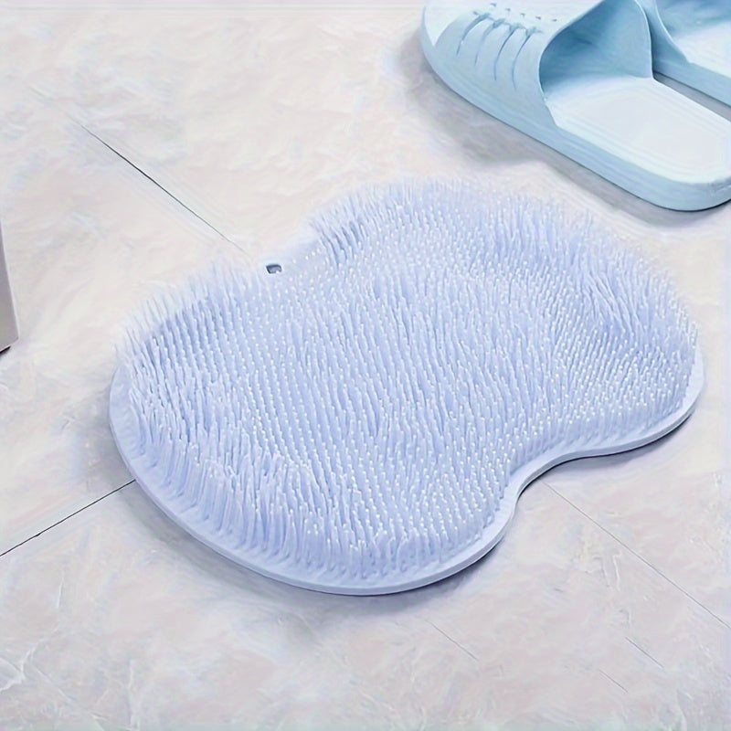 1pc Foot & Back Shower Scrubber, Silicone Bath Massage Pad, Wall Mounted Body Back Scrubber, Silicone Bath Massage Cushion Brush With Non-Slip Suction Cups, Deep Cleansing Body Skin Tool, Bathroom Accessories - Topdecheztop.fr