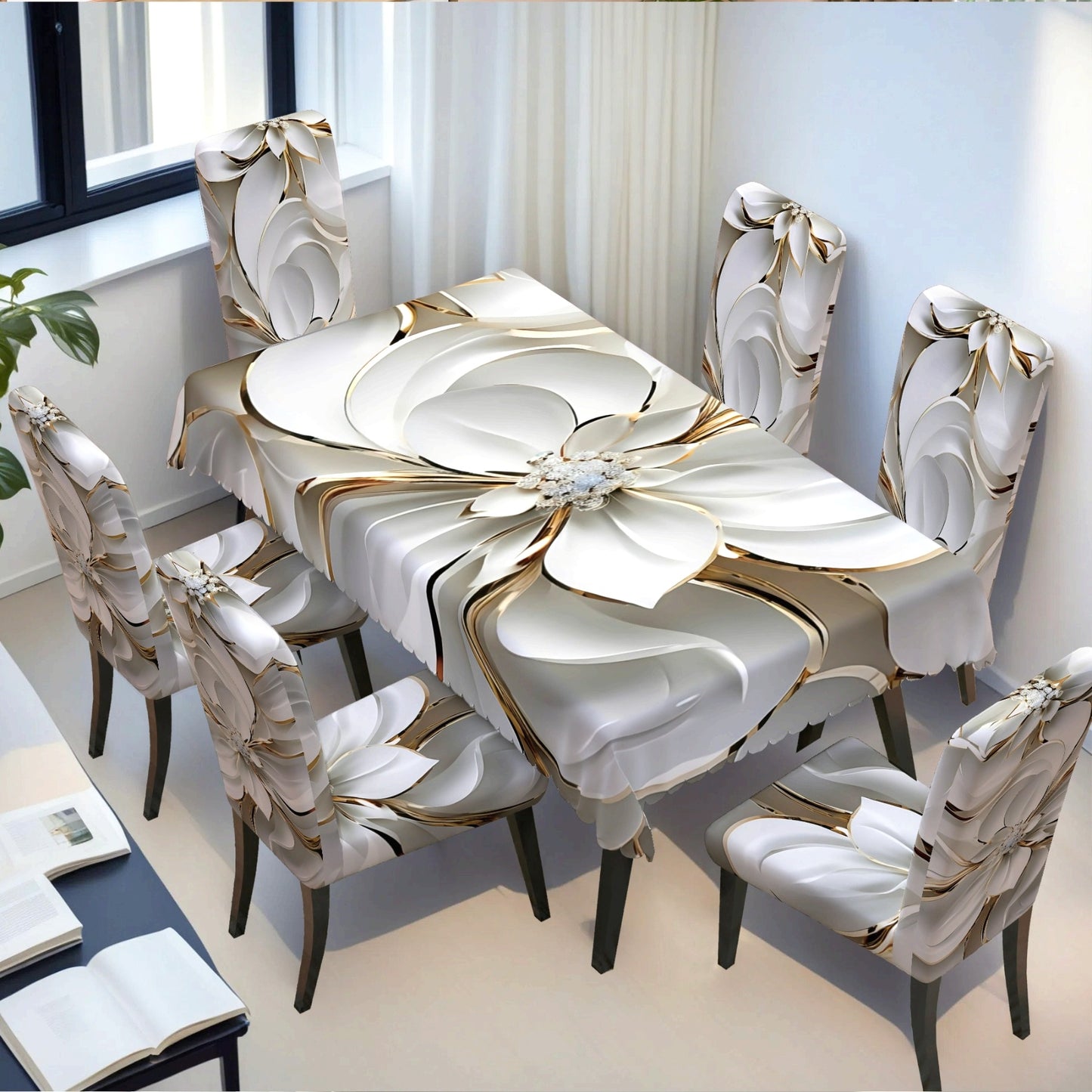 Ensemble élégant , nappe rectangulaire et de housses de chaises