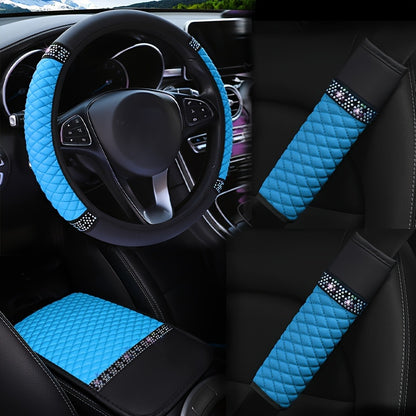 Ensemble d'intérieur de voiture en cuir PU ,4 pièces BLEU