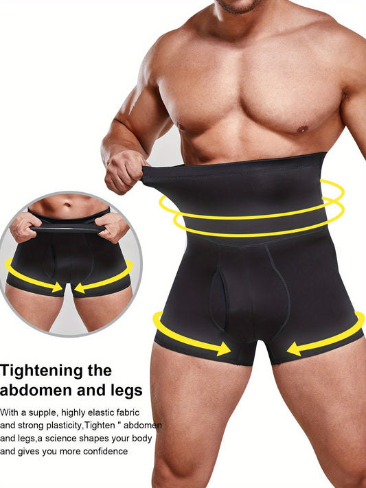 Junlan Men High Waist Slimming Underwear Body Shaper Seamless Boxer Briefs - Topdecheztop.fr