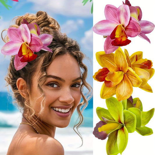 Barrette à cheveux en tissu style bohème avec fleur