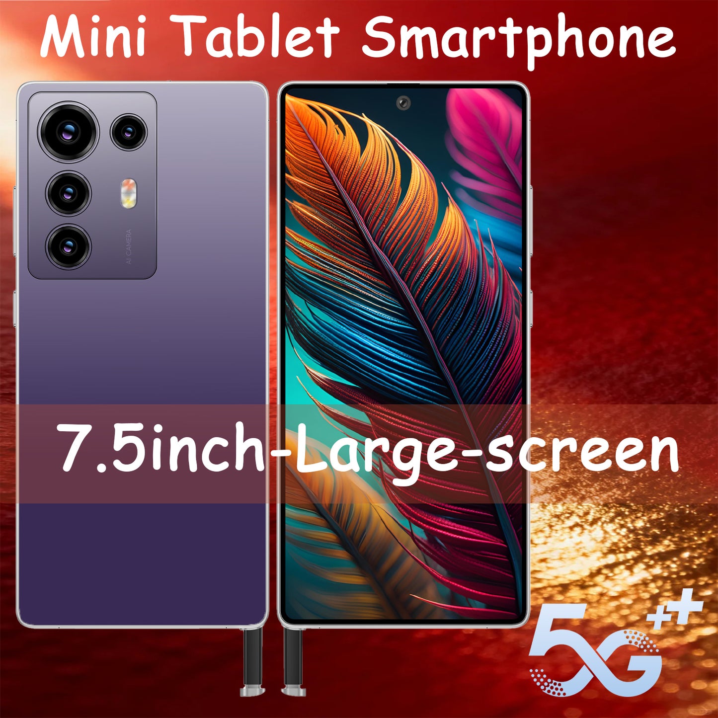 Mini tablette Android 7,5 pouces déverrouillée, 8 Go + 256 Go de stockage