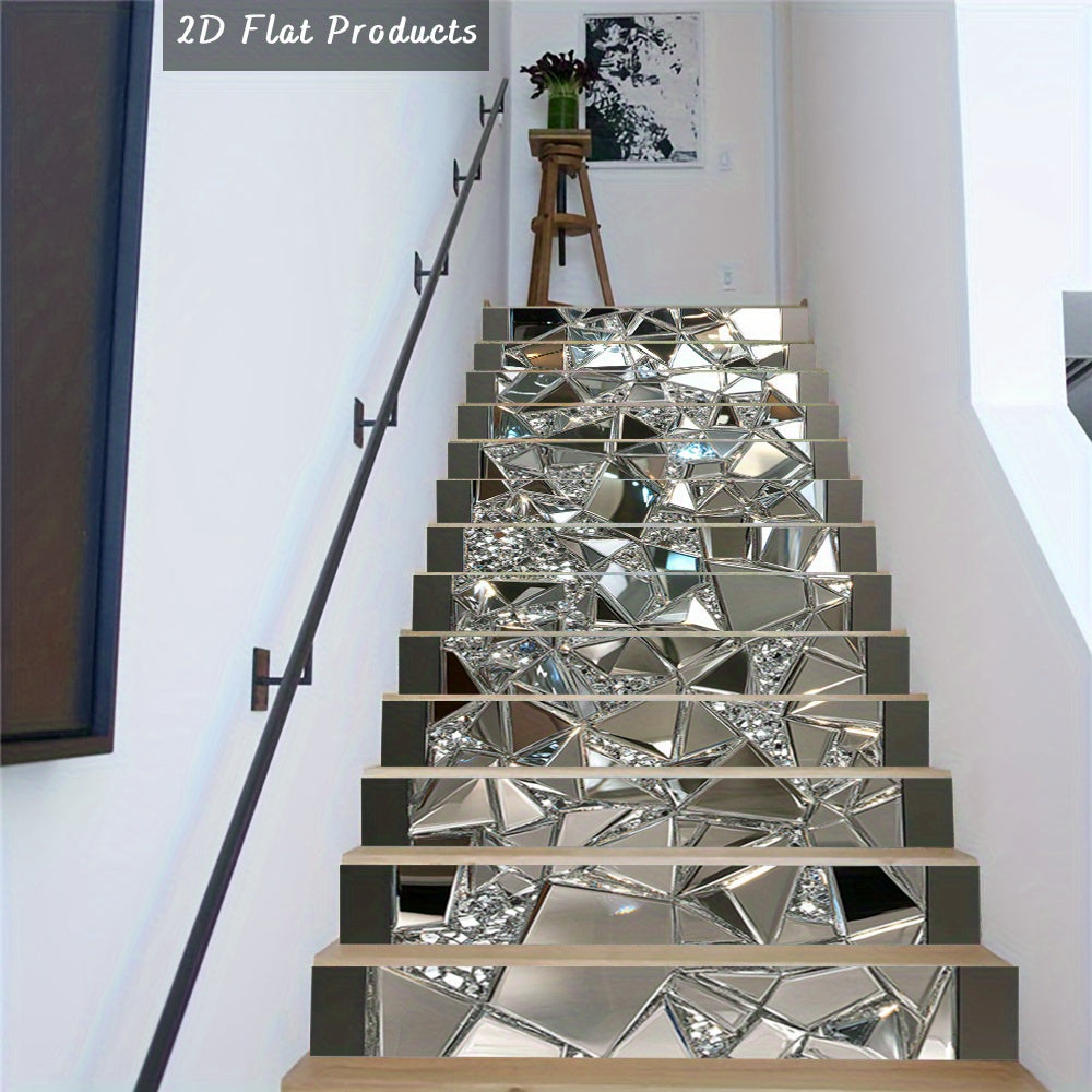 Autocollants pour contremarches d'escalier modernes en PVC 2D, 13 bandes