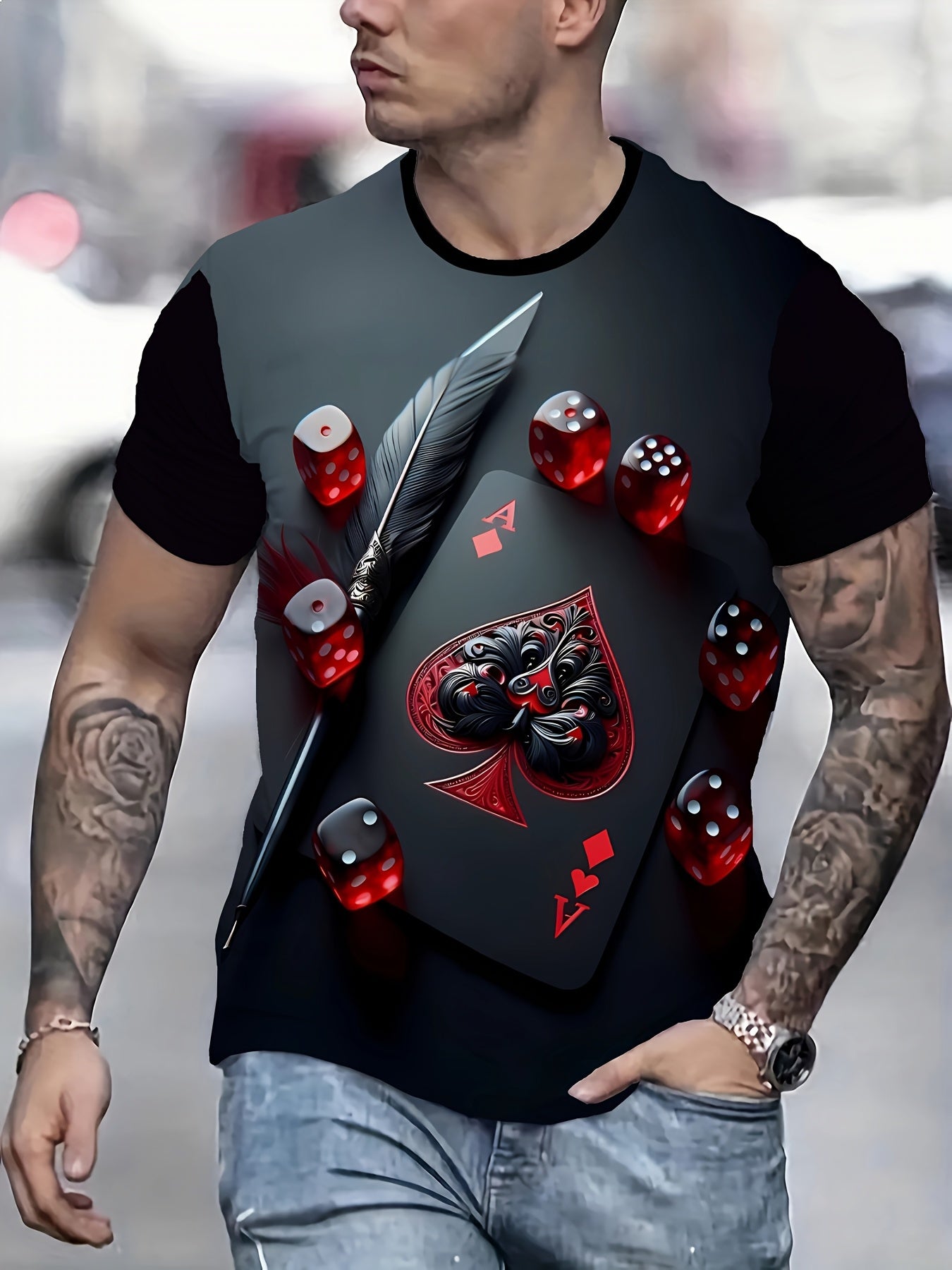 T-shirt graphique homme As de Pique imprimé en 3D