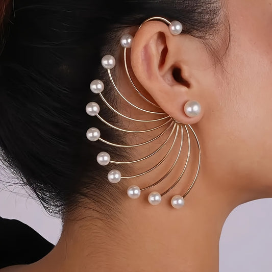1 paire de boucles d'oreilles pendantes élégantes en forme d'éventail
