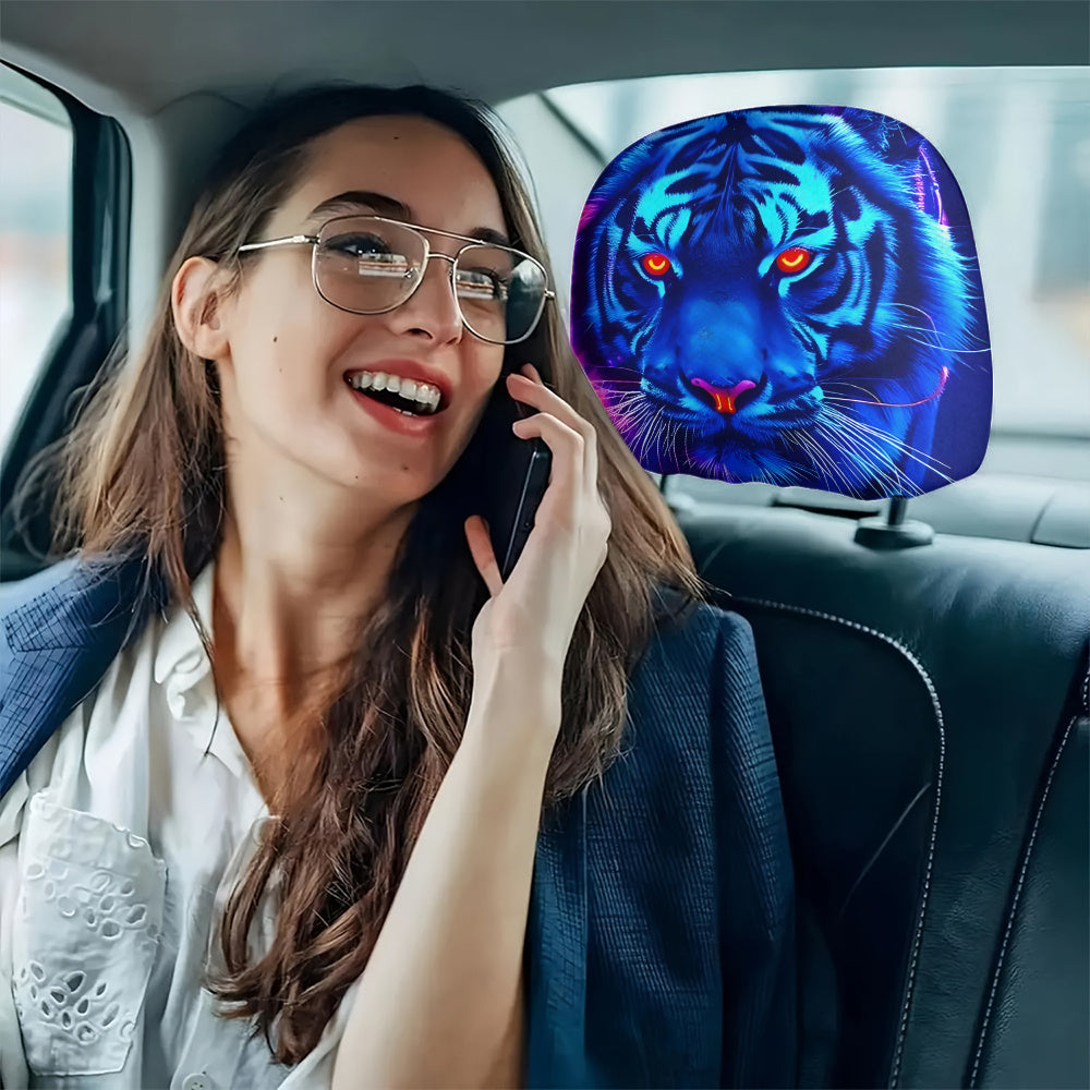 Lot de 2 housses d'appuie-tête de voiture à motif néon bleu