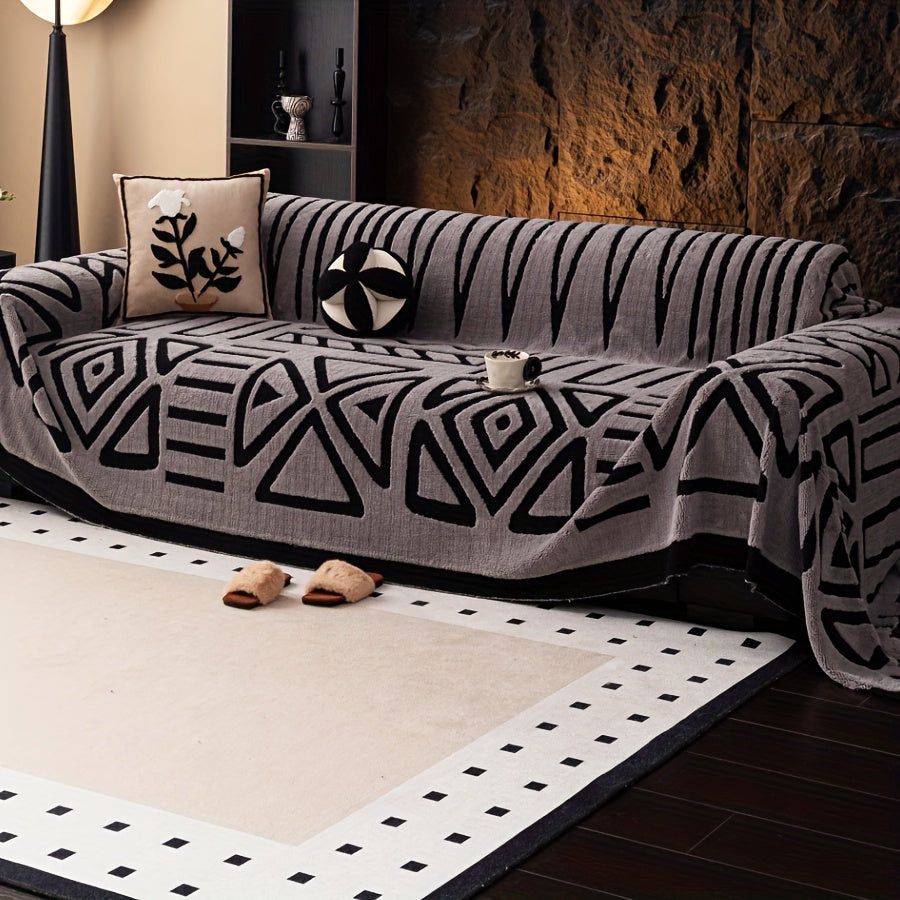 1 protège-canapé style bohème, couverture confortable vintage