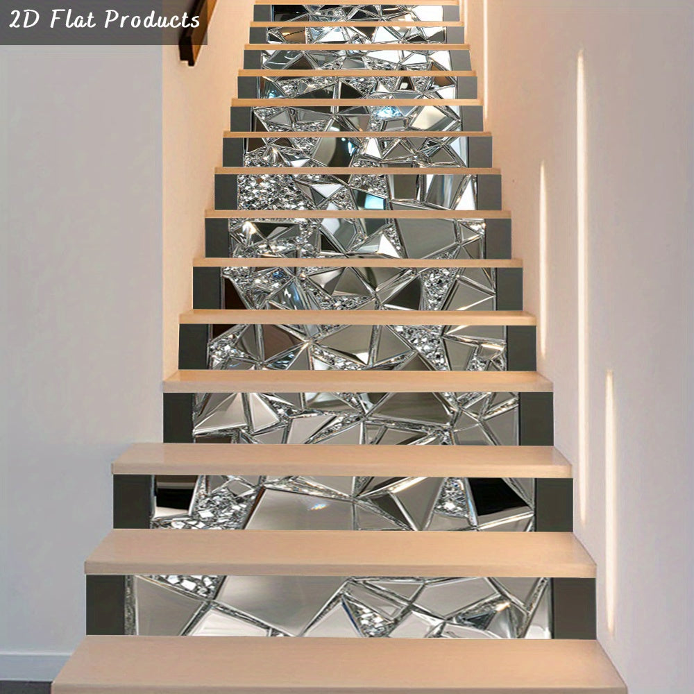 Autocollants pour contremarches d'escalier modernes en PVC 2D, 13 bandes