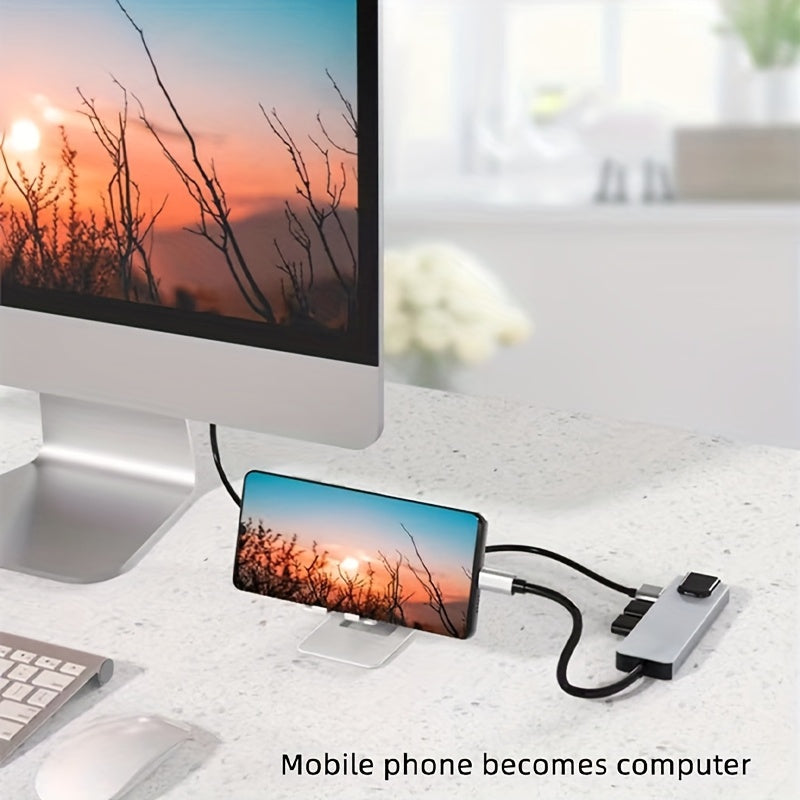 Hub adaptateur USB-C vers TVHD 5 en 1 avec port Ethernet, 4 ports USB et connecteur Type-C