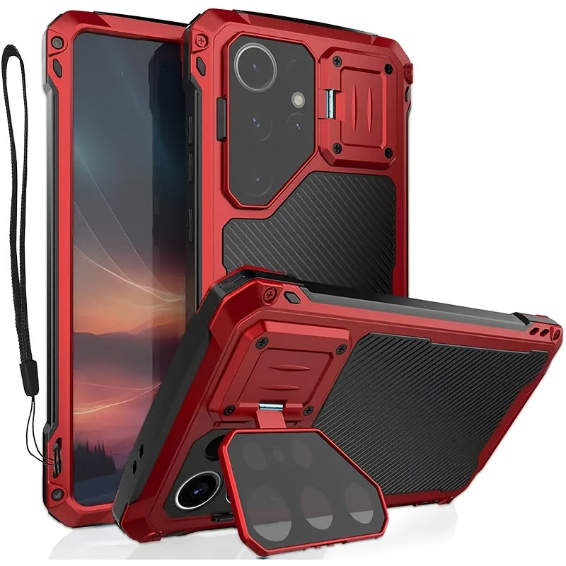 Phone case: for  S24 S23 Ultra armor metal magnetic phone case heavy duty shockproof aluminum cover screen protector