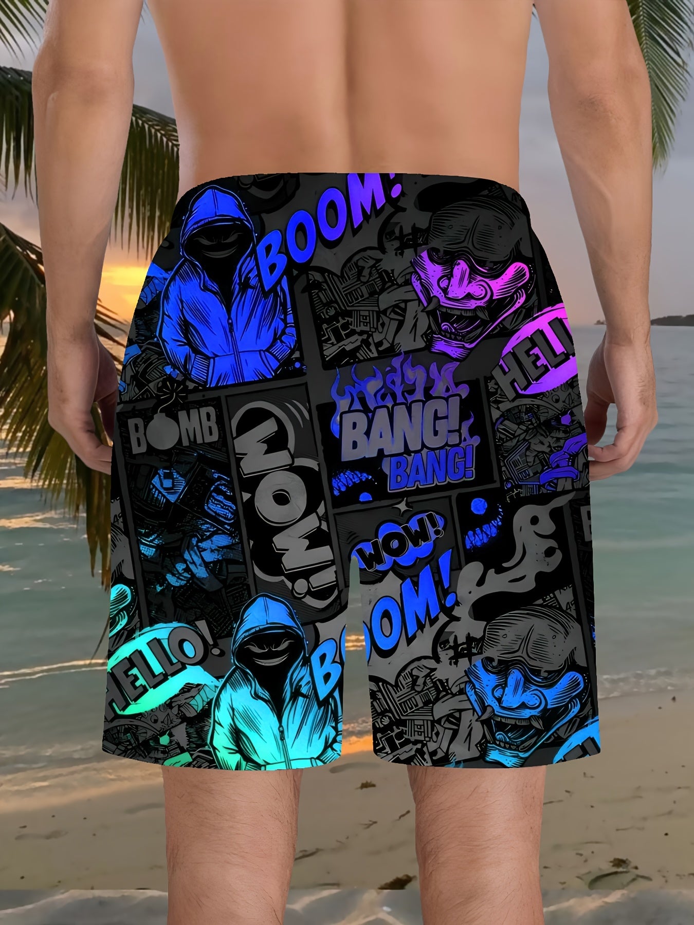 Short de plage imprimé pour homme, style hip-hop, imprimé 3D