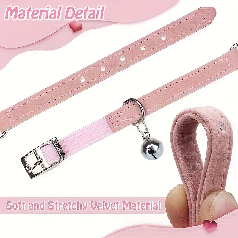 Lot de 2 colliers de sécurité réglables en velours doux synthétique avec strass