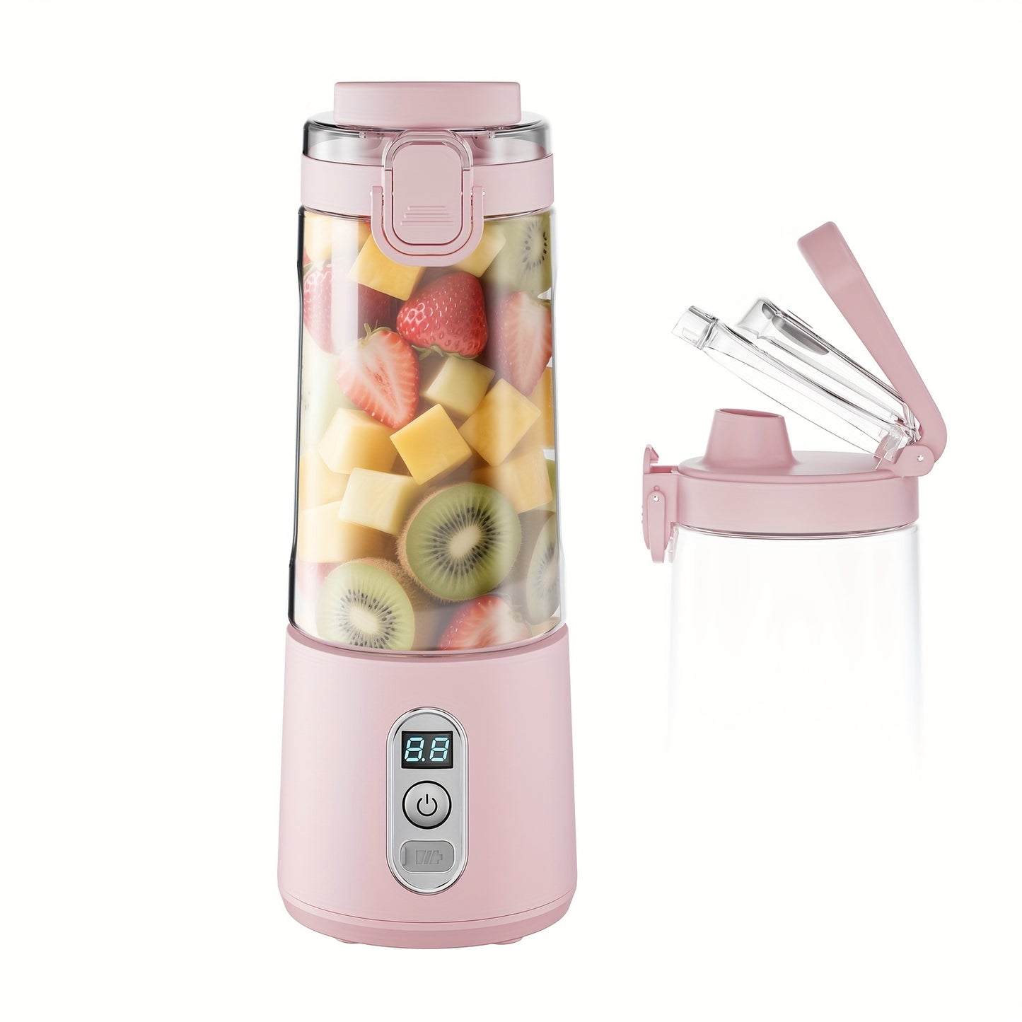 LALAYUAN USB-Powered Portable Blender & Juicer with Digital Timer, High-Speed Ice Crushing, One-Tap Lid, 1300mAh Battery, 6-Blade Stainless Steel, USB-C Charging, Compact Blender for Smoothies, Protein Shakes, Gym, Travel, Of - Topdecheztop.fr