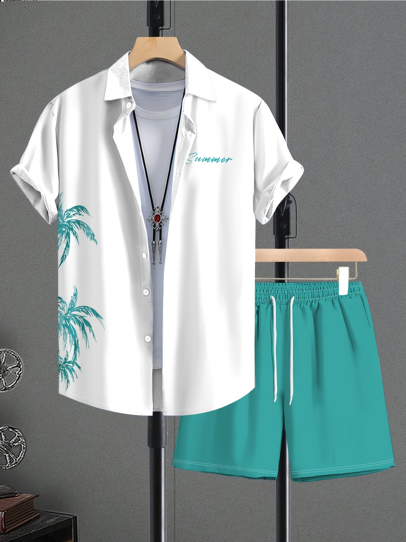 Ensemble chemise à manches courtes imprimée et short