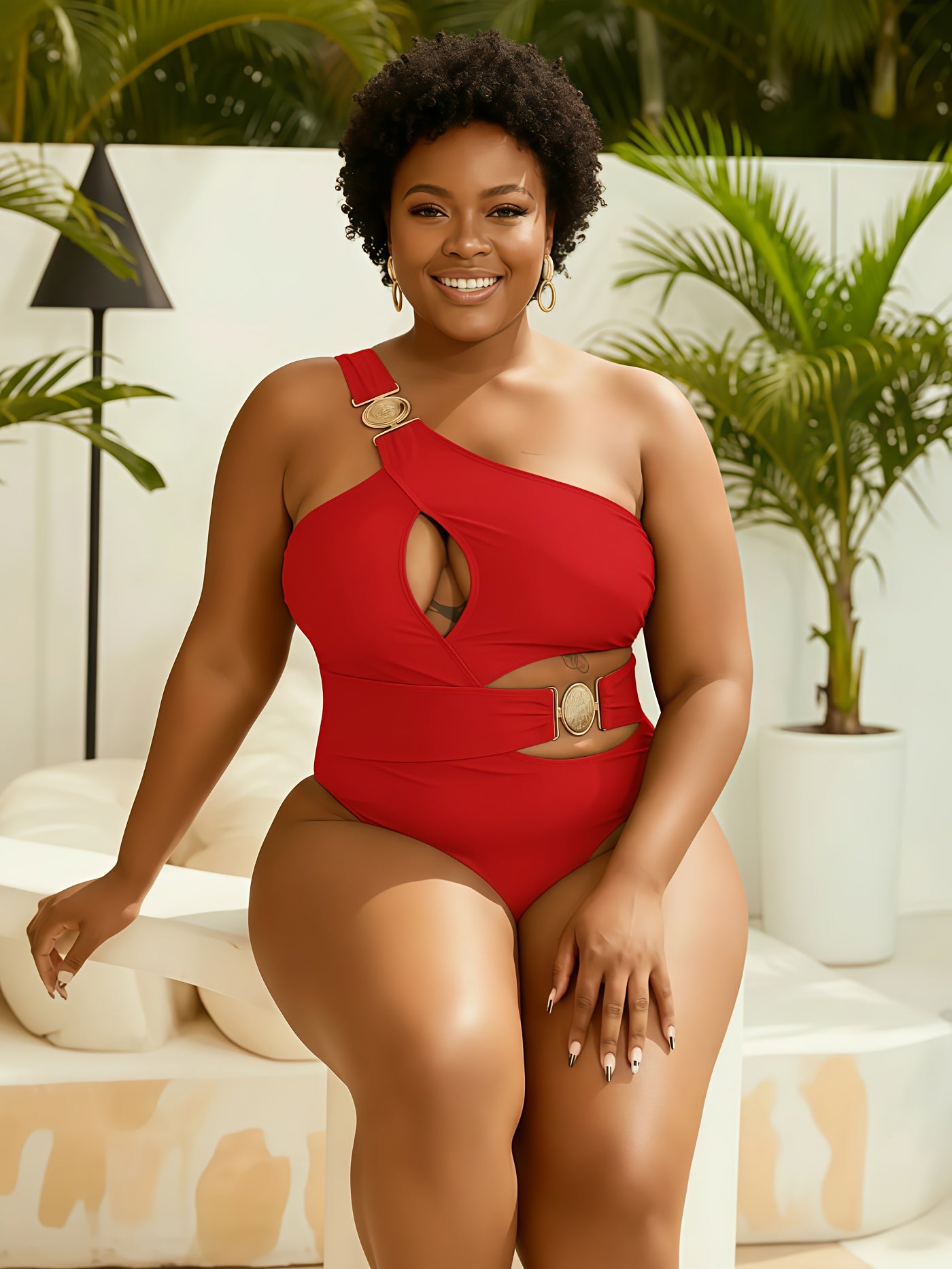 Maillot de bain une pièce noir sexy à une épaule dénudée pour femme