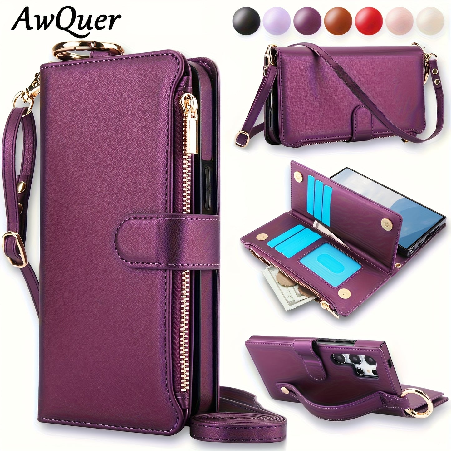 Étui portefeuille bandoulière pour Samsung Galaxy