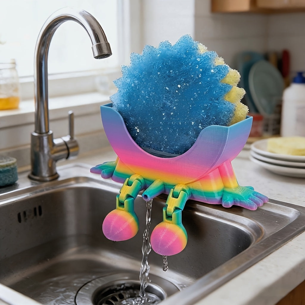 Support éponge d'évier imprimé en 3D, support éponge pour évier de cuisine, organisateur de cuisine amusant, pour salle de bain, appartement, hôtel, restaurant, comptoir mural (distribution aléatoire des couleurs)