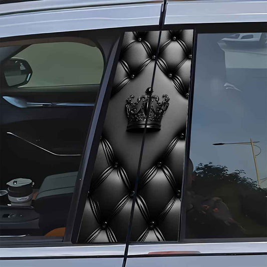 2pcs Crown Design Car Decals - Self-Adhesive Vinyl Stickers with Semi-Matte Finish, Left Side Application for Plastic/Glass/Metal Surfaces, Cartoon Pattern Regal Decor for All Vehicles & Car Models, Car Accessories Stickers,