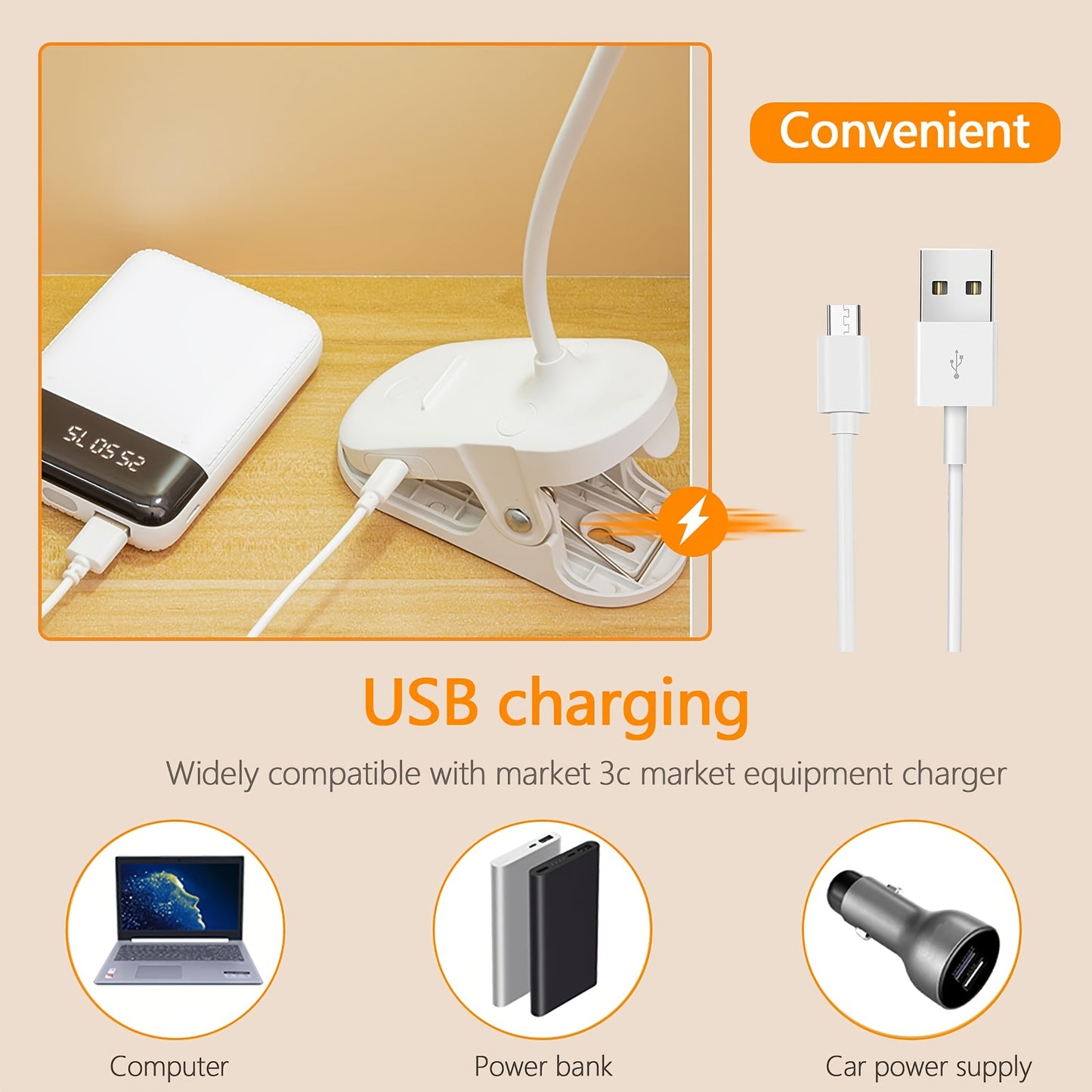 Lampe de bureau LED (1 pièce), lampe de lecture à pince tactile