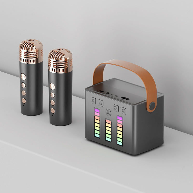 Enceinte Bluetooth sans fil familiale KTV Microphone lumineux coloré