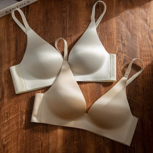 Lingerie  en satin minimaliste uni pour femme, décolleté en V profond