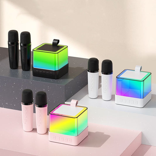 Enceinte Bluetooth sans fil familiale KTV Microphone lumineux coloré