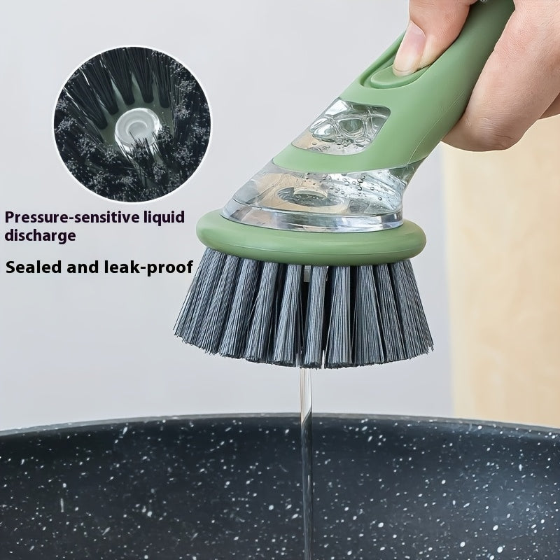 Brosse à vaisselle ergonomique dotée d'un distributeur de savon intégré pour un nettoyage sans effort