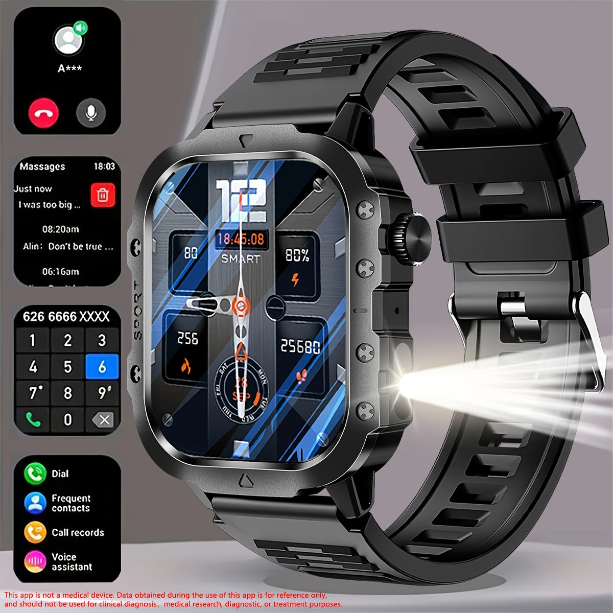 Montre connectée pour homme, grand écran tactile de 5,1 cm