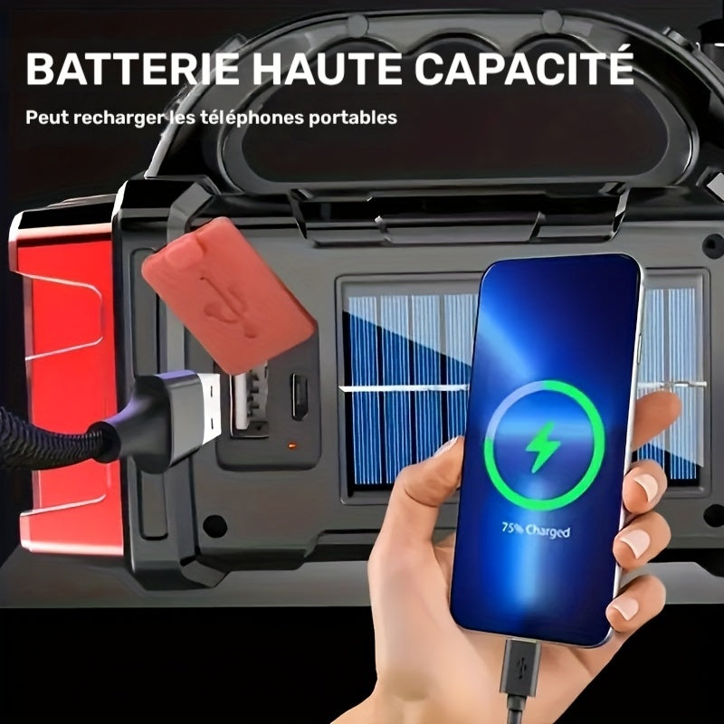 1 pièce Lampe de camping solaire rechargeable, 1 pièce Lampe de camping solaire LED, lampe torche portable et rechargeable lumineuse, convient pour l'extérieur, la randonnée, le camping IP67
