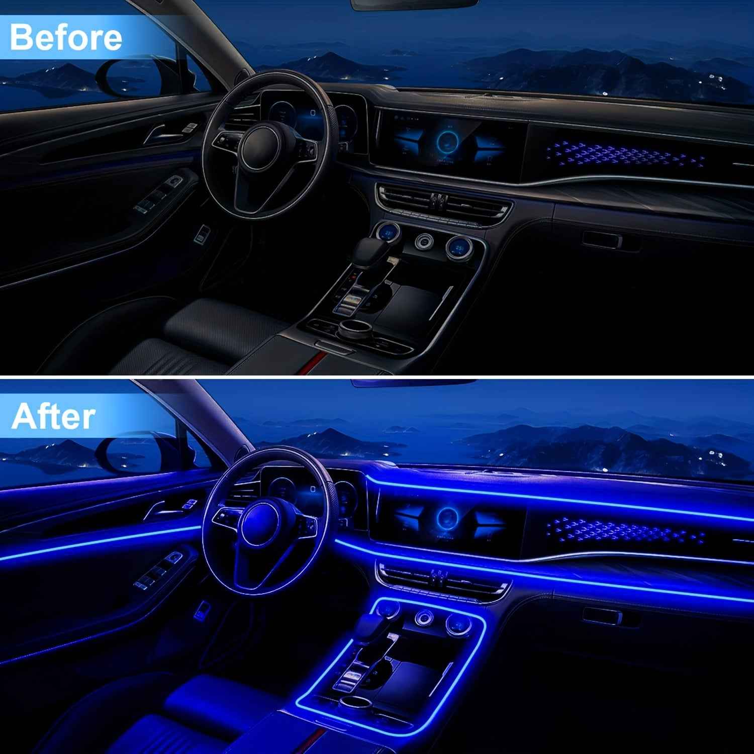 Nouvelles lumières d'ambiance LED RGB 2025 pour voiture avec synchronisation musicale par application