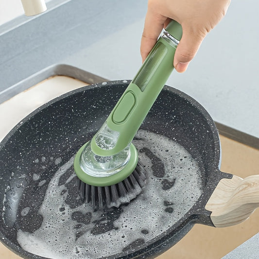 Brosse à vaisselle ergonomique dotée d'un distributeur de savon intégré pour un nettoyage sans effort