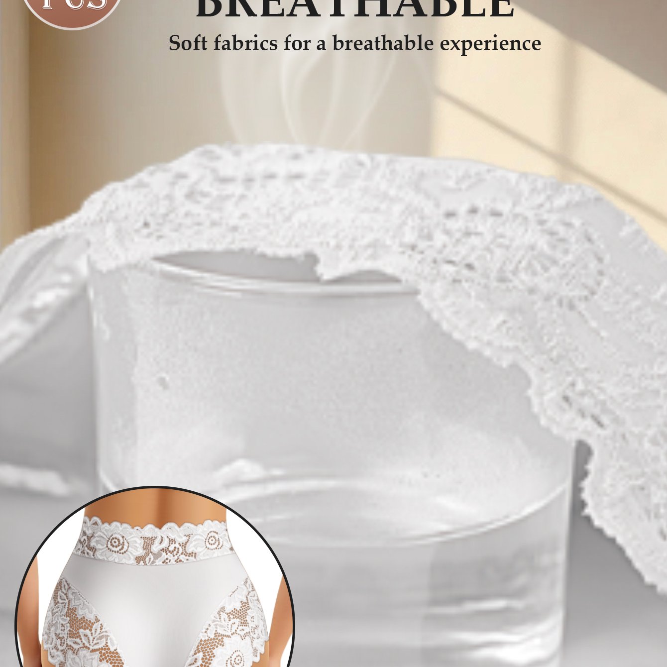 Culotte une pièce sexy à bordure en dentelle - Culotte taille haute