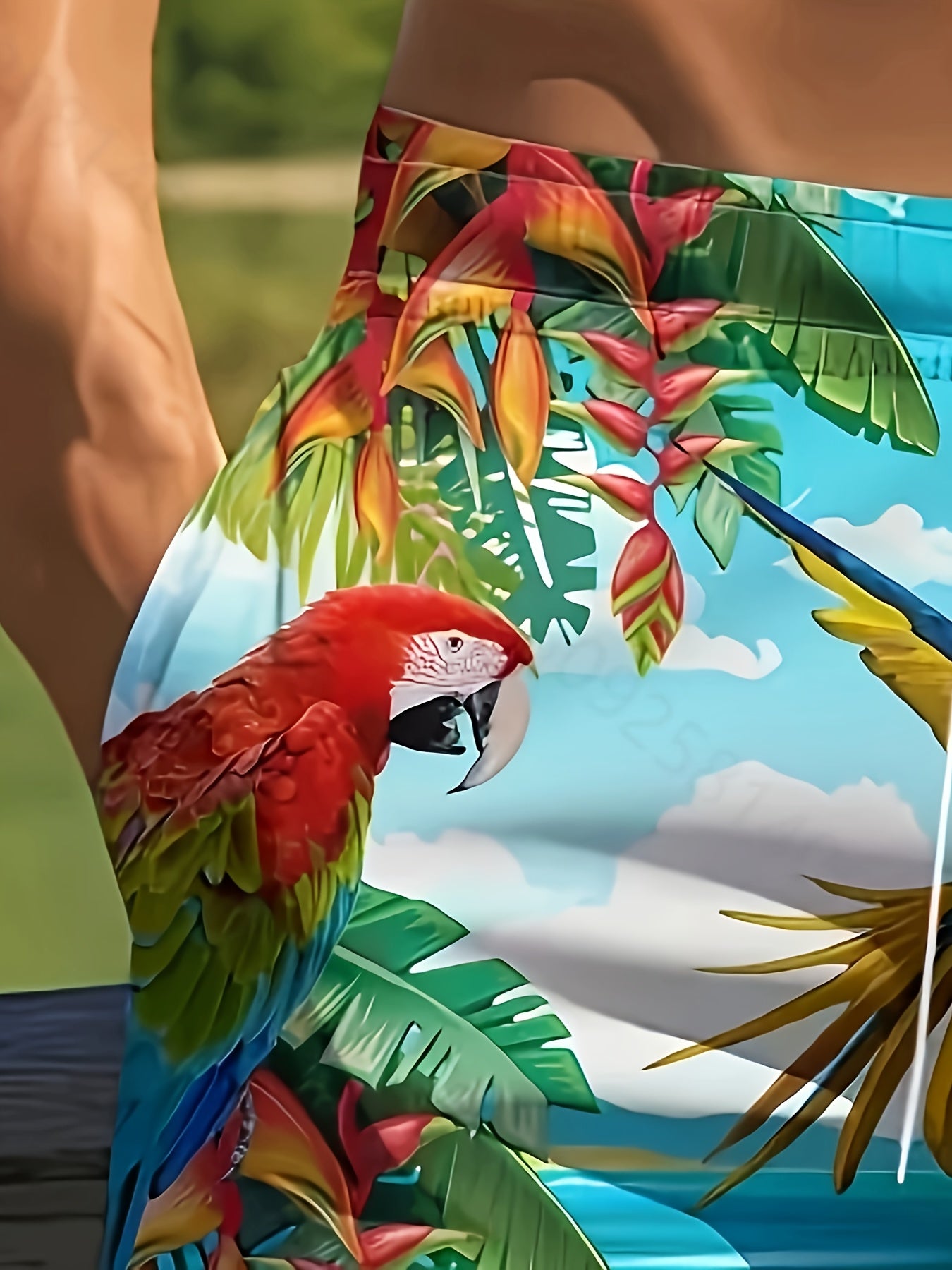 Short de plage homme élégant à imprimé perroquet - Design 3D