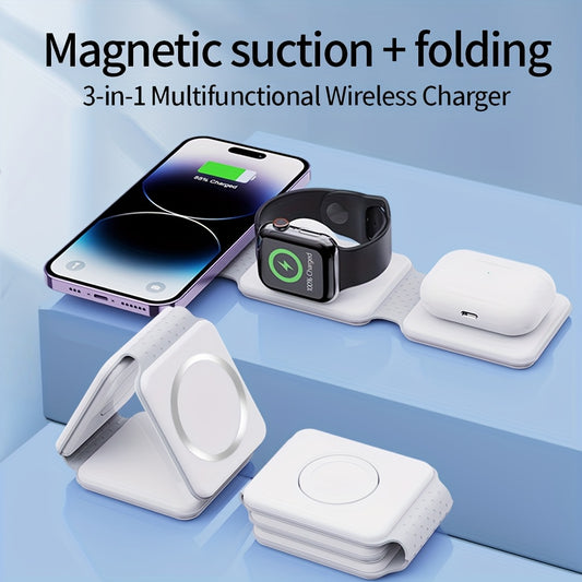 Chargeur magnétique sans fil , pliable,  3 en 1 portable - Topdecheztop.fr