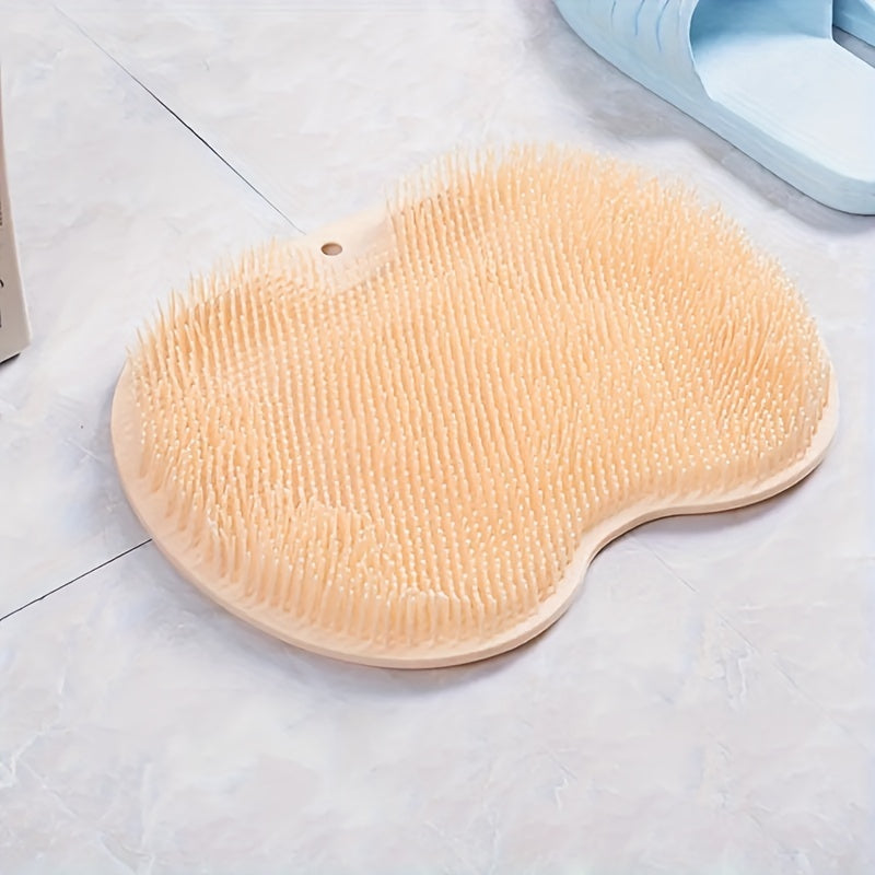 1pc Foot & Back Shower Scrubber, Silicone Bath Massage Pad, Wall Mounted Body Back Scrubber, Silicone Bath Massage Cushion Brush With Non-Slip Suction Cups, Deep Cleansing Body Skin Tool, Bathroom Accessories - Topdecheztop.fr