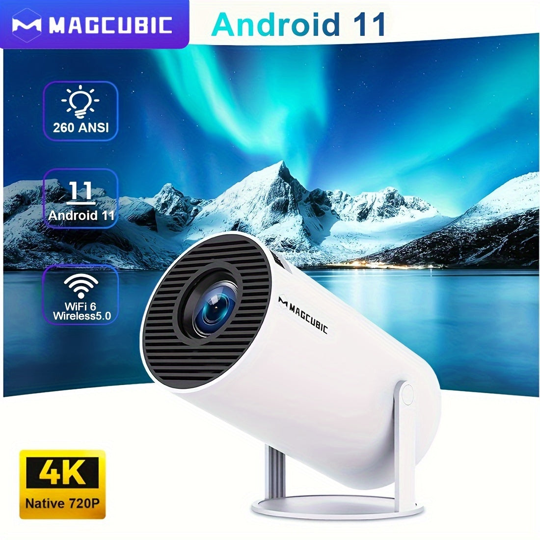 Android 11.0 projecteur 200ANSI WiFi6