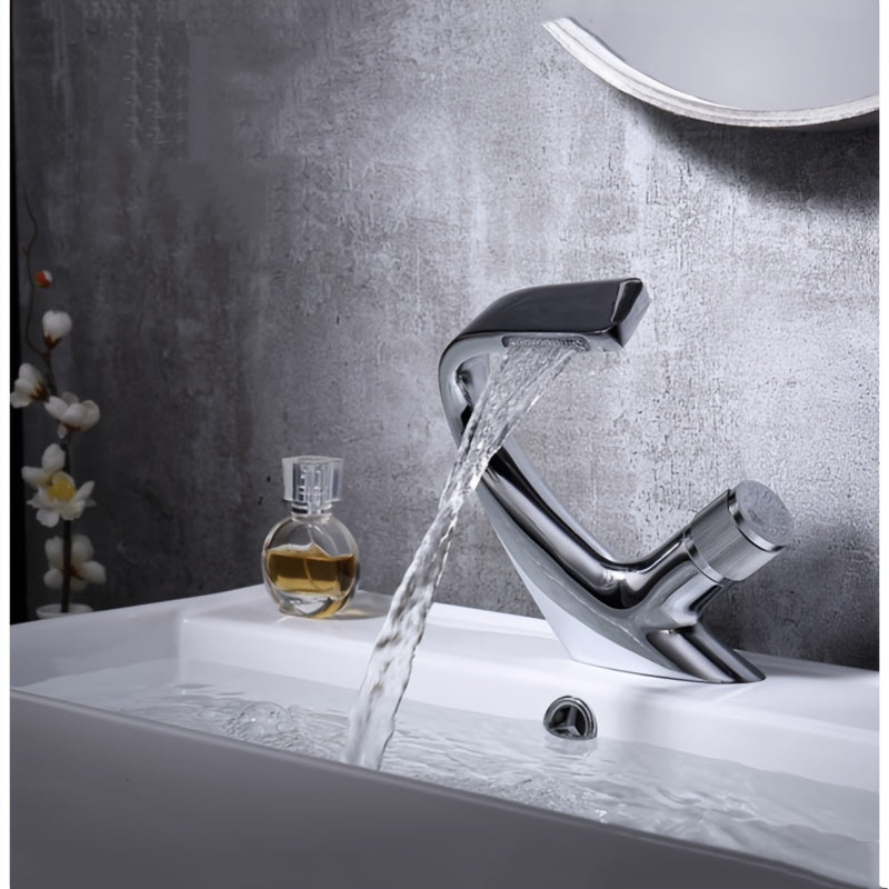 Robinet cascade de lavabo noir tout en cuivre