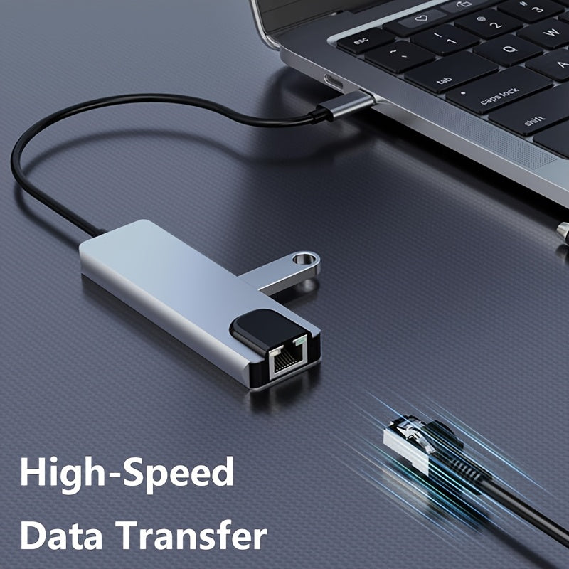 Hub adaptateur USB-C vers TVHD 5 en 1 avec port Ethernet, 4 ports USB et connecteur Type-C