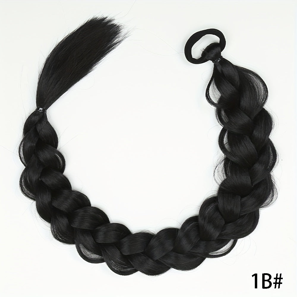 Extensions de queue de cheval longues tressées avec bande élastique en fibre synthétique pour cheveux 60,96 cm 1B# 60.96cm