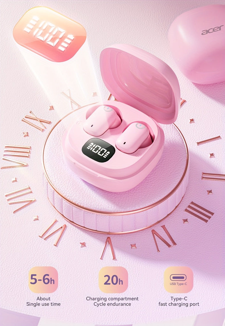 Écouteurs sans fil Acer, semi-intra-auriculaires à réduction de bruit