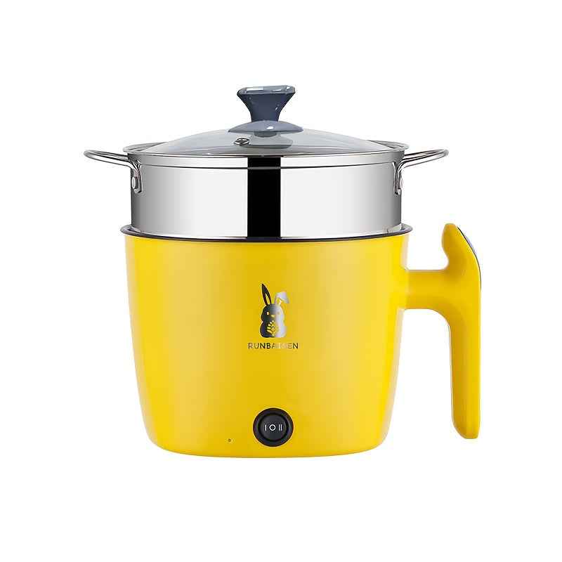 Marmite électrique multifonction en acier inoxydable avec poignée jaune