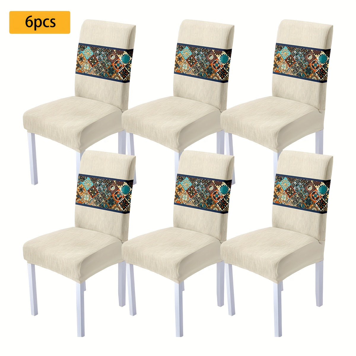 7 pièces Superbe ensemble de nappe rectangulaire + housse de chaise