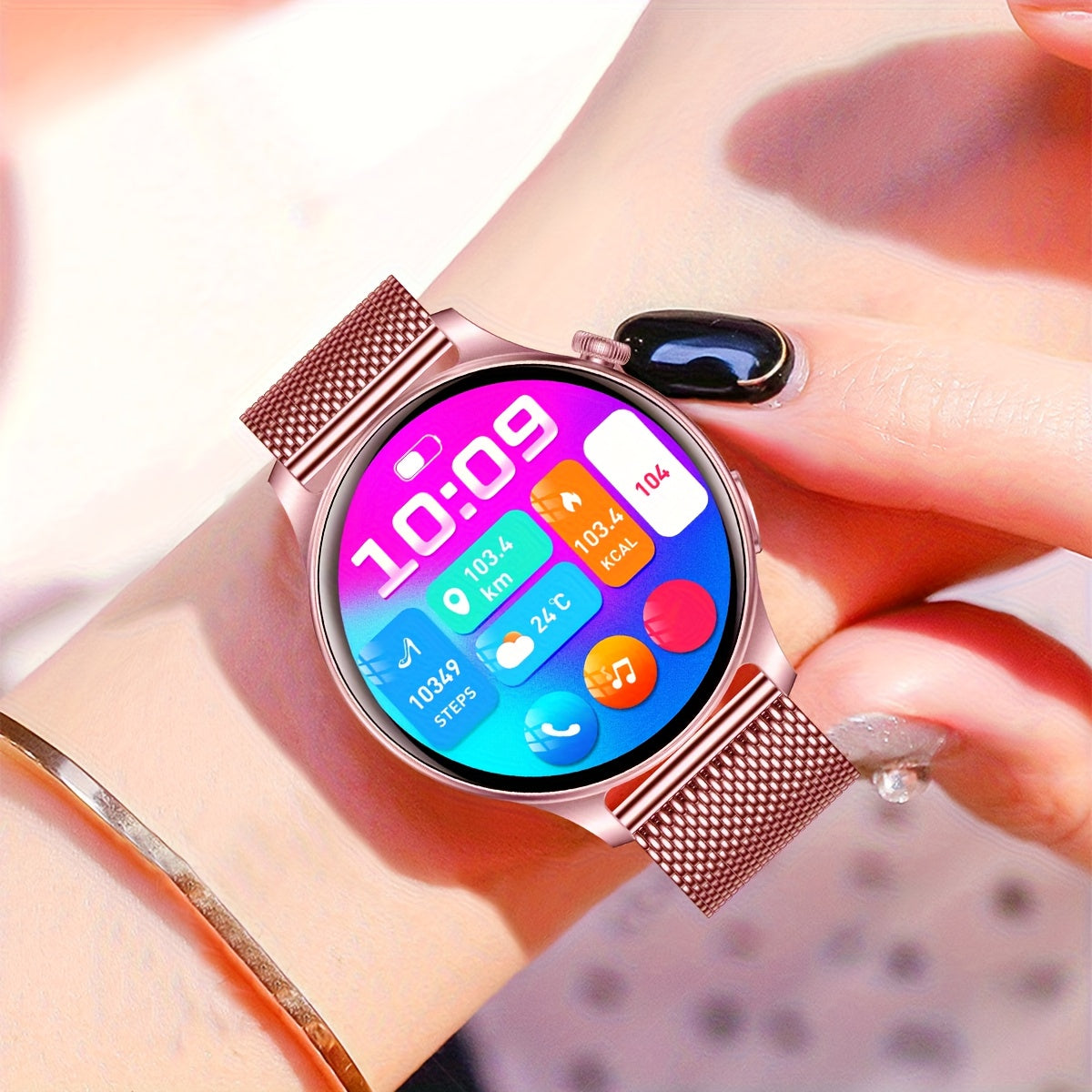 Montre Connectée Femme – Écran AMOLED 1,53", 100+ Modes Sportifs, Appels Sans Fil & IP68 | Charge Magnétique
