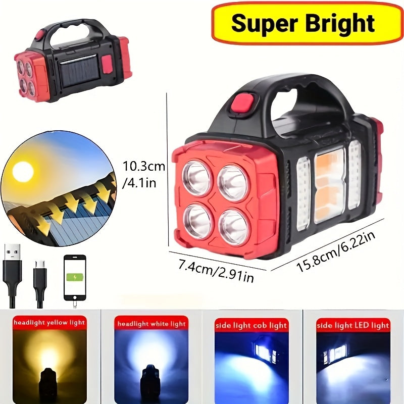 1 pièce Lampe de camping solaire rechargeable, 1 pièce Lampe de camping solaire LED, lampe torche portable et rechargeable lumineuse, convient pour l'extérieur, la randonnée, le camping IP67