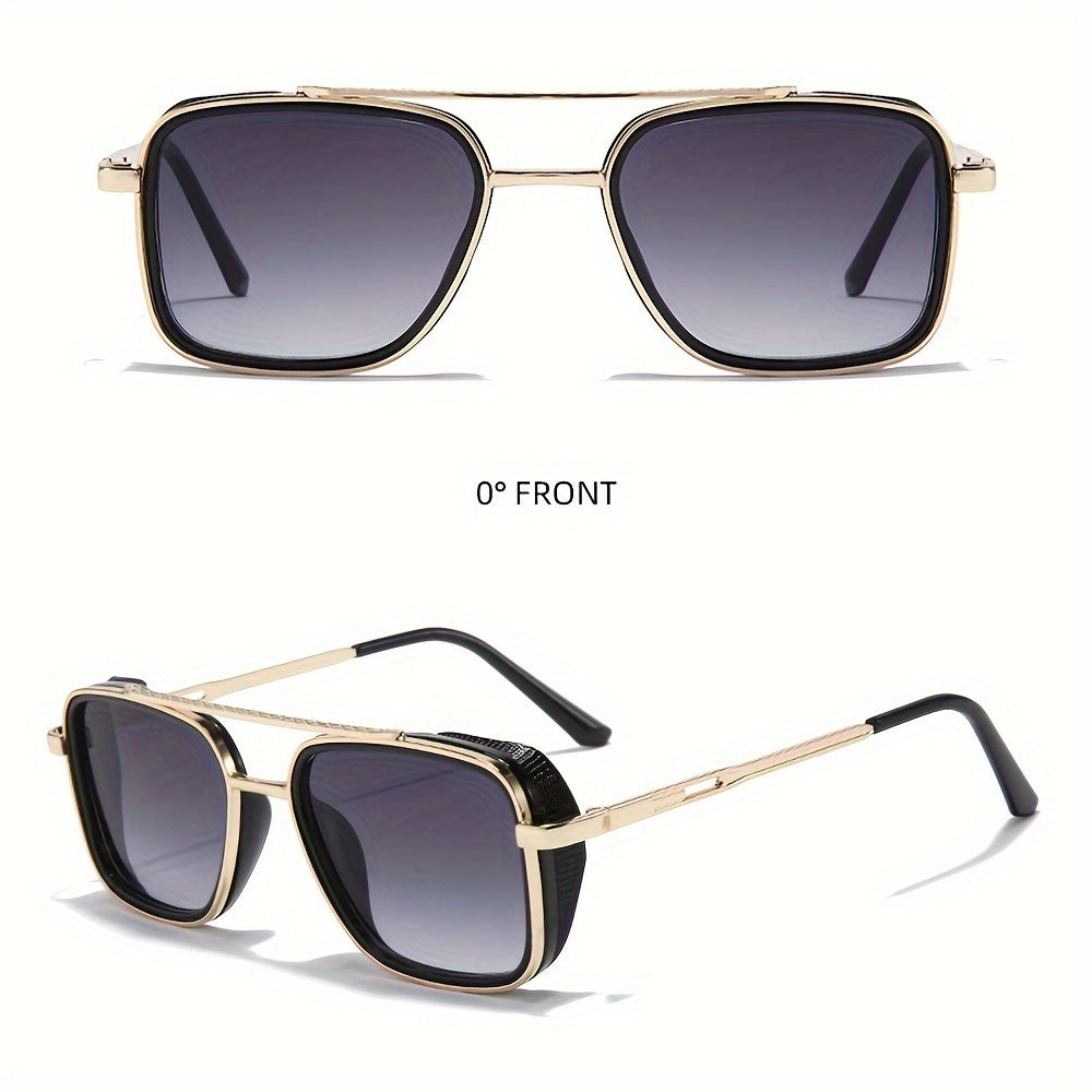 Lunettes carrées style hippie à monture métallique style punk rétro - Topdecheztop.fr
