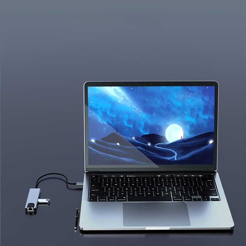 Hub adaptateur USB-C vers TVHD 5 en 1 avec port Ethernet, 4 ports USB et connecteur Type-C