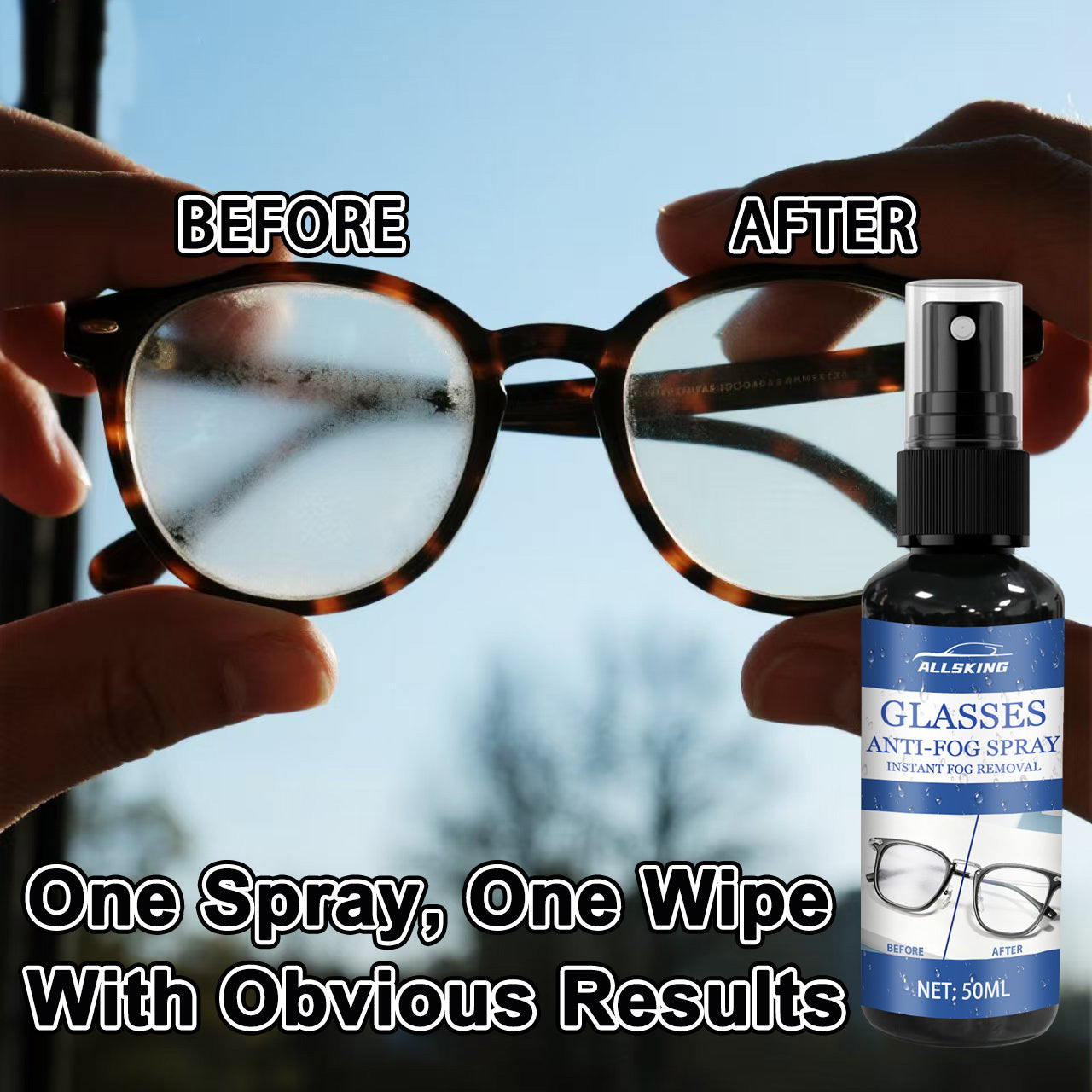 Spray antibuée nano pour lunettes, vitres de voiture, masques de natation et de ski, casques | Formule longue durée sans traces