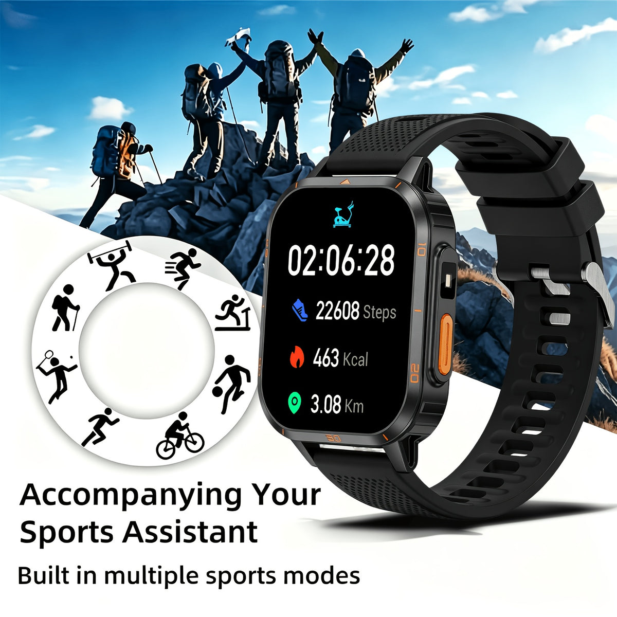 Nouvelle montre connectée multifonctionnelle, une montre connectée de sport en plein air pour hommes et femmes, prend en charge les appels sans fil/notifications de messages texte, se connecte aux téléphones iPhone/Android, et dispose d'un suivi de la condition physique, d'un contrôle de la musique