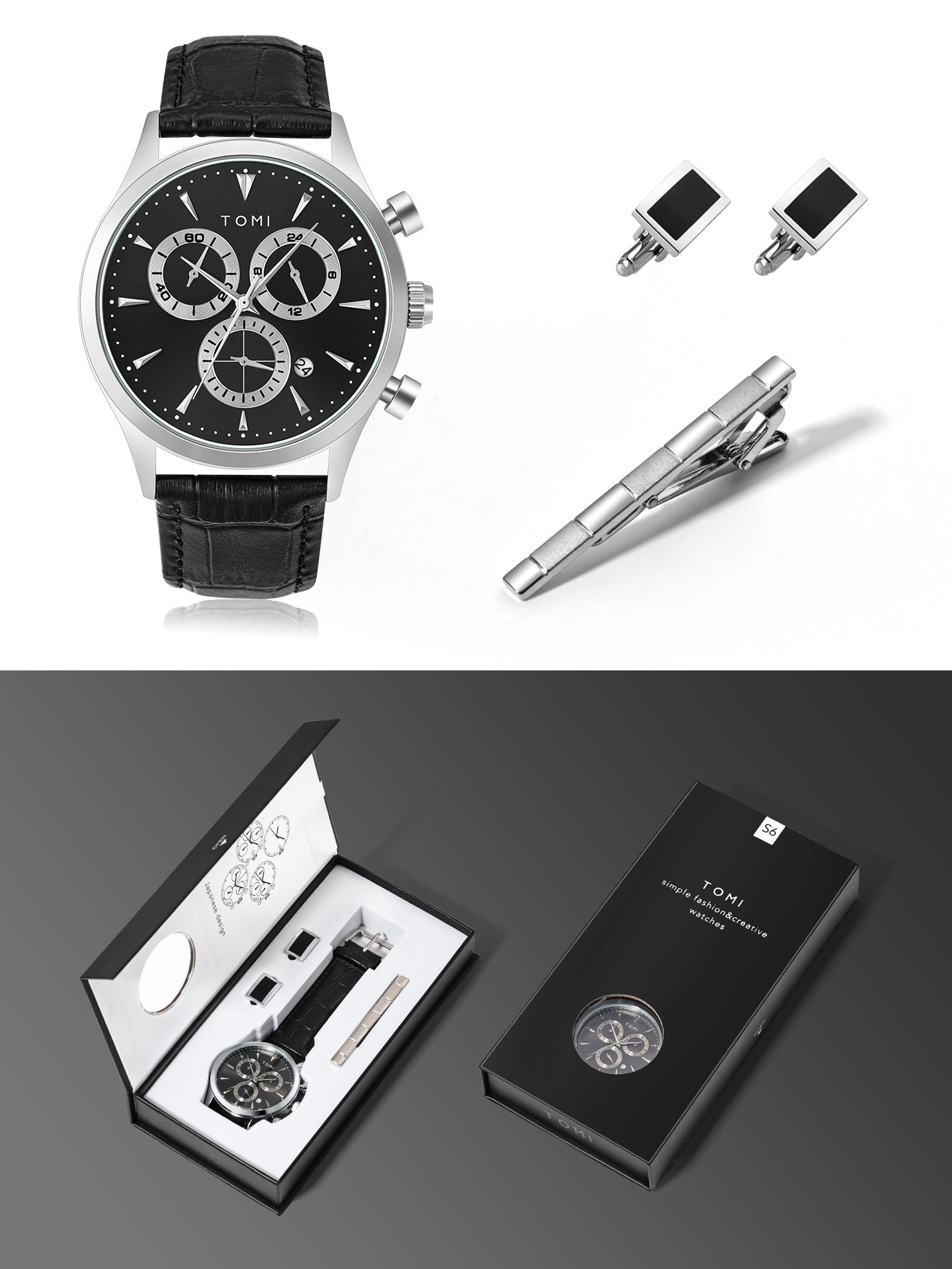 Coffret cadeau montre à quartz pour homme